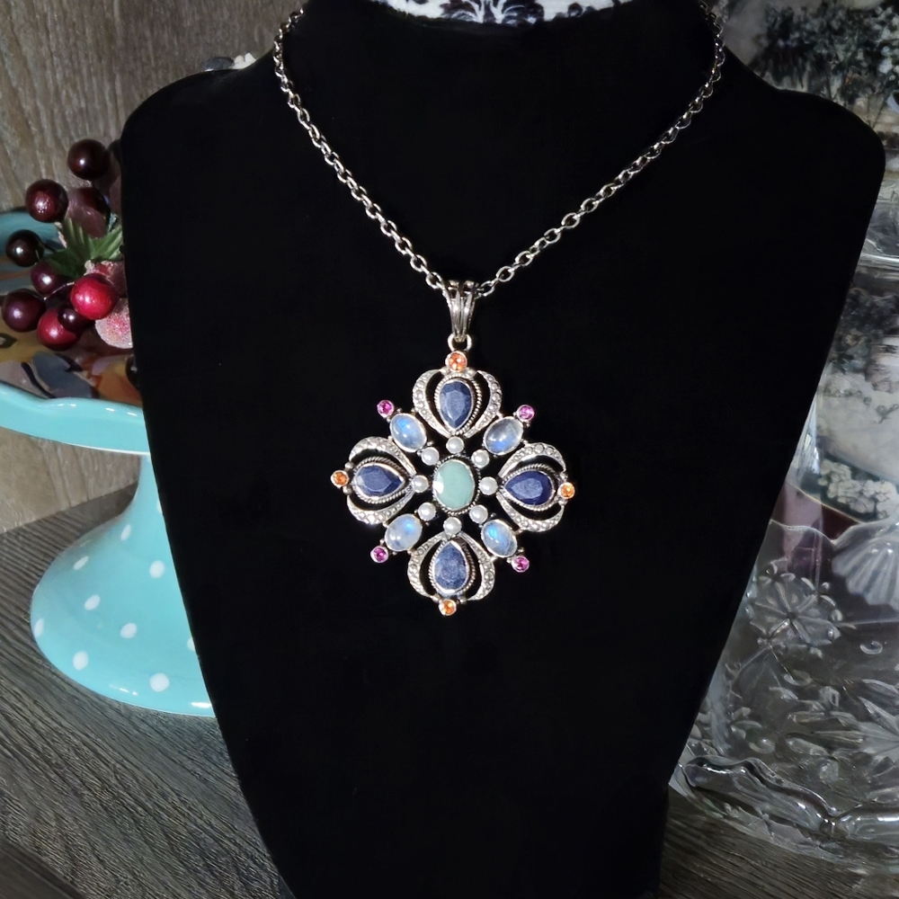 ***SOLD******NICKY BUTLER 925 Sterling Silver Lapis Moonstone Topaz Necklace - Picture 13 of 16
